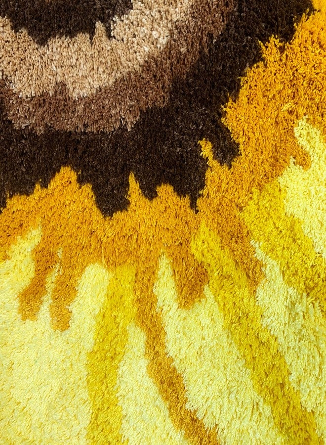 USTIDE Fluffy Sunflower Pattern Rug Handmade Sunflower Carpet Flower Shaped Area Rugs Washable Thick Runner for Bedroom Hallway Kitchen (25.6''X63'') - Image 5