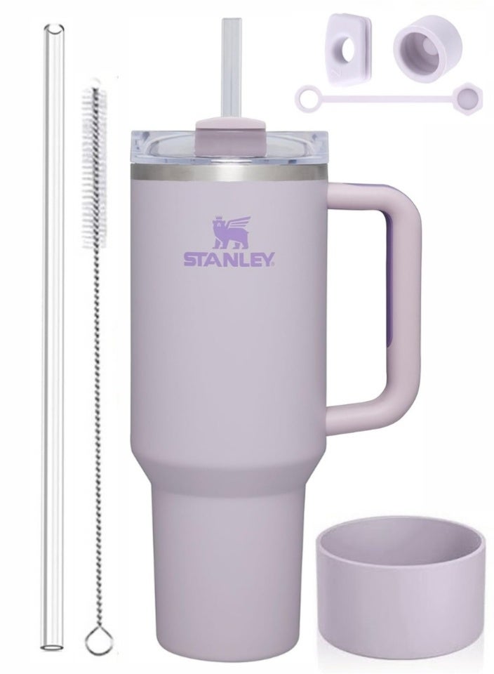 Stanley Cup 40oz Tumbler | Orchid Stainless Steel Water Bottle with 2 Straws, Spill Set, Anti-Slip Sleeve, Straw Brush | Stanley Travel Mug & Gift Set - Image 1
