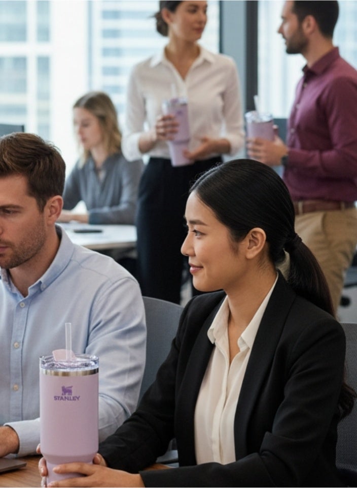 Stanley Cup 40oz Tumbler | Orchid Stainless Steel Water Bottle with 2 Straws, Spill Set, Anti-Slip Sleeve, Straw Brush | Stanley Travel Mug & Gift Set - Image 4