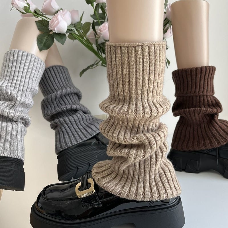 Knitted Socks White Calf Socks Autumn Winter Warm Japanese Style Lazy Jk Small Leather Shoes Slouch Socks Thick Legs Make Legs Look Slimmer - Image 2