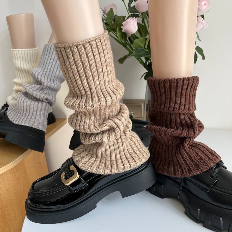 Knitted Socks White Calf Socks Autumn Winter Warm Japanese Style Lazy Jk Small Leather Shoes Slouch Socks Thick Legs Make Legs Look Slimmer - Image 5