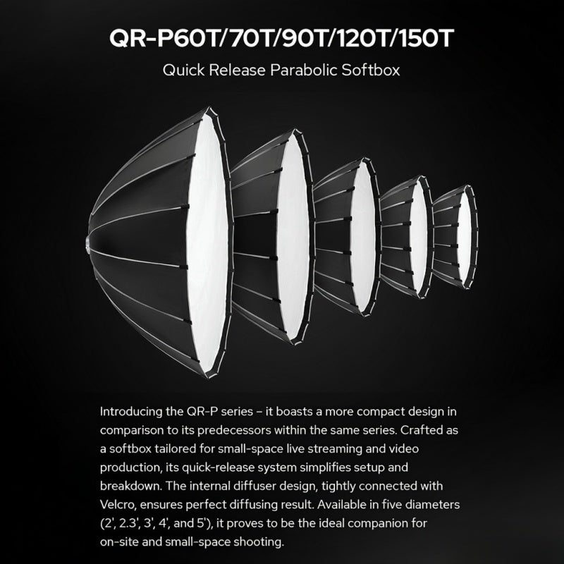 Parabolic Softbox 120cm Black: Strong Durable Metal Struts - Quick Release Installation Universal Bowen Mount for Studio Portrait Indoor Photography - Image 4
