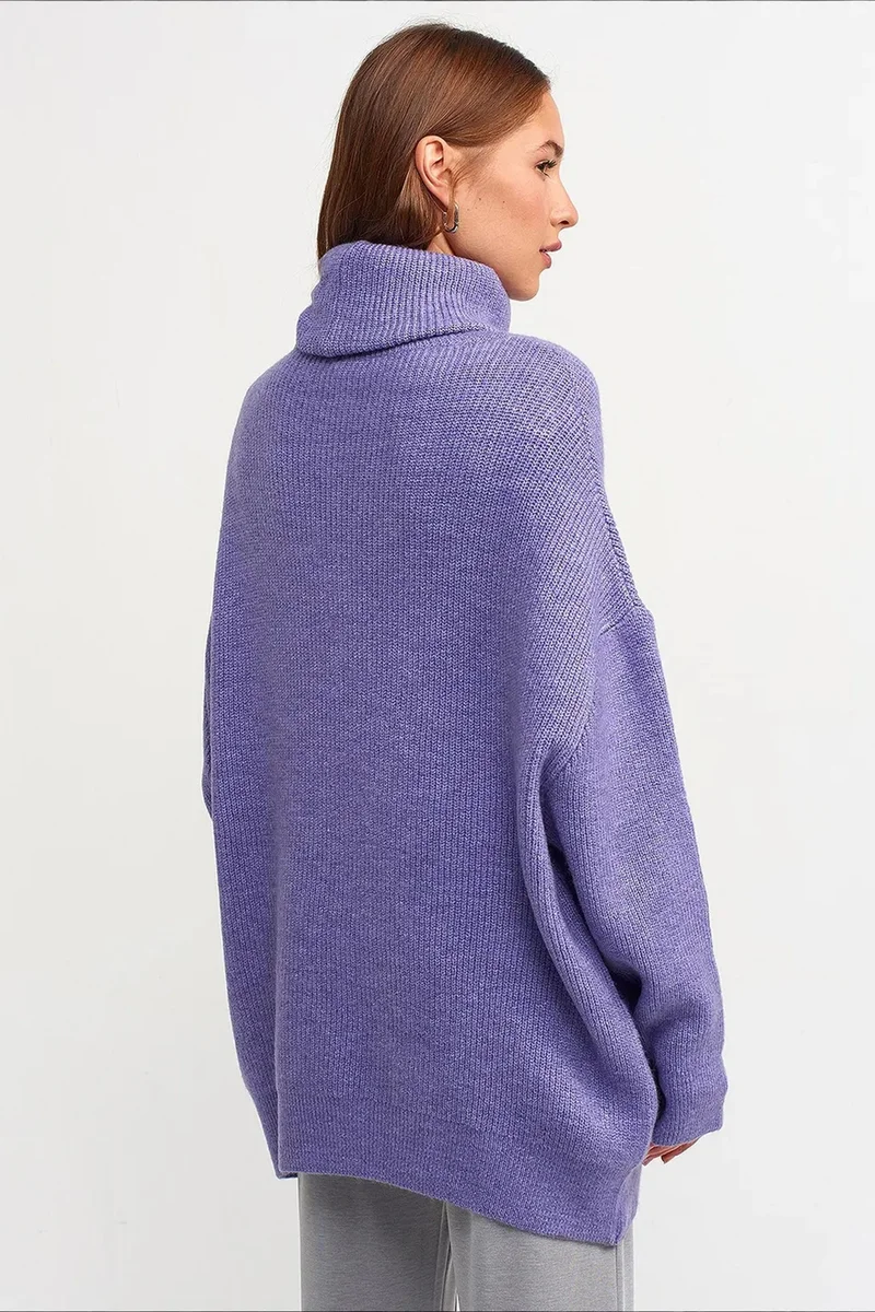 DILVIN Oversized Ribbed Turtleneck Sweater