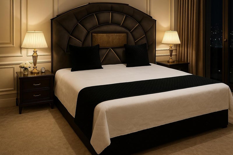 3 Piece Velvet Bed Runner Set – Luxury Quilted Hotel Style Bedding Décor for King Size Bed | Black | 16x96 Inch Bed Runner with 2 Cushion Covers 16x16 Inch