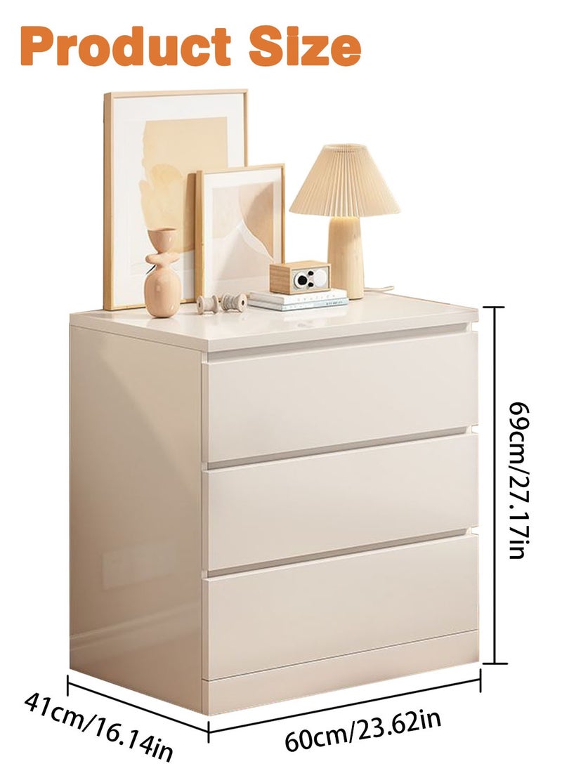 CHOIWIN Bedside Table Nightstand Table Bedside Cabinet with Three Drawers White Wood Simple Modern Nordic Mini Storage Side Table End Table Small Space Corner Table Storage Cabinet 40*50*60 - Image 5