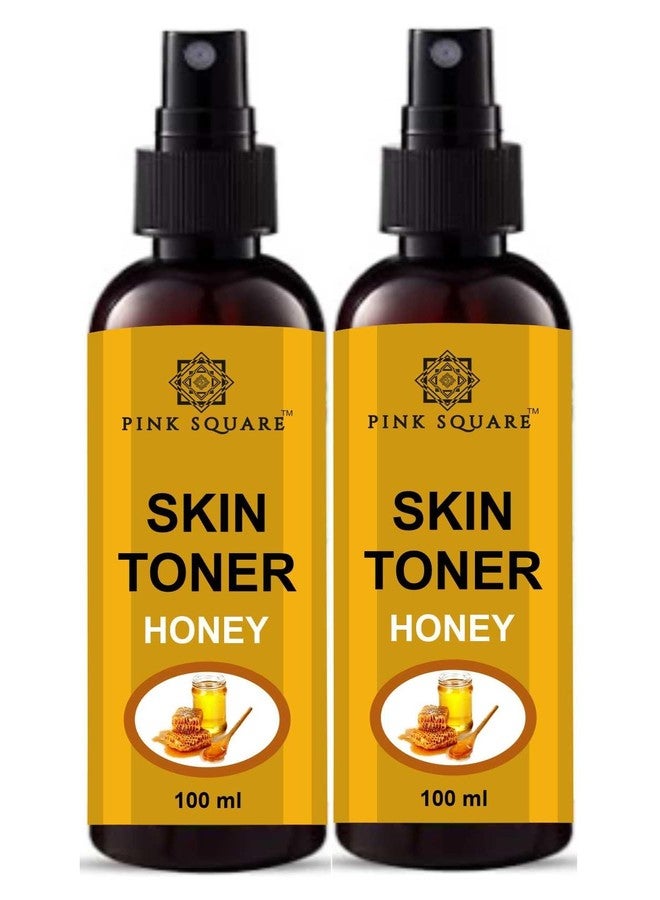 Pink Square تونر الوجه بالعسل من بينك سكوير، بخاخ منعش للوجه وتونر | تونر لترطيب البشرة | بخاخ وتونر خالٍ من الكحول لشد المسام المفتوحة، عبوة من قطعتين سعة 100 مل - Image 1