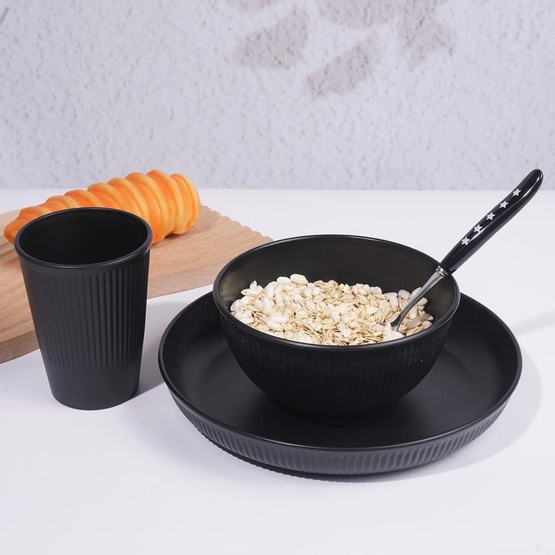 HXYPN 18pcs Wheat Straw Dinnerware Sets Kitchen Plates and Bowls Set HXYPN Unbreakable Dinnerware Set Reusable Plate Set Dishes Dishwasher and Microwave Safe - Image 4