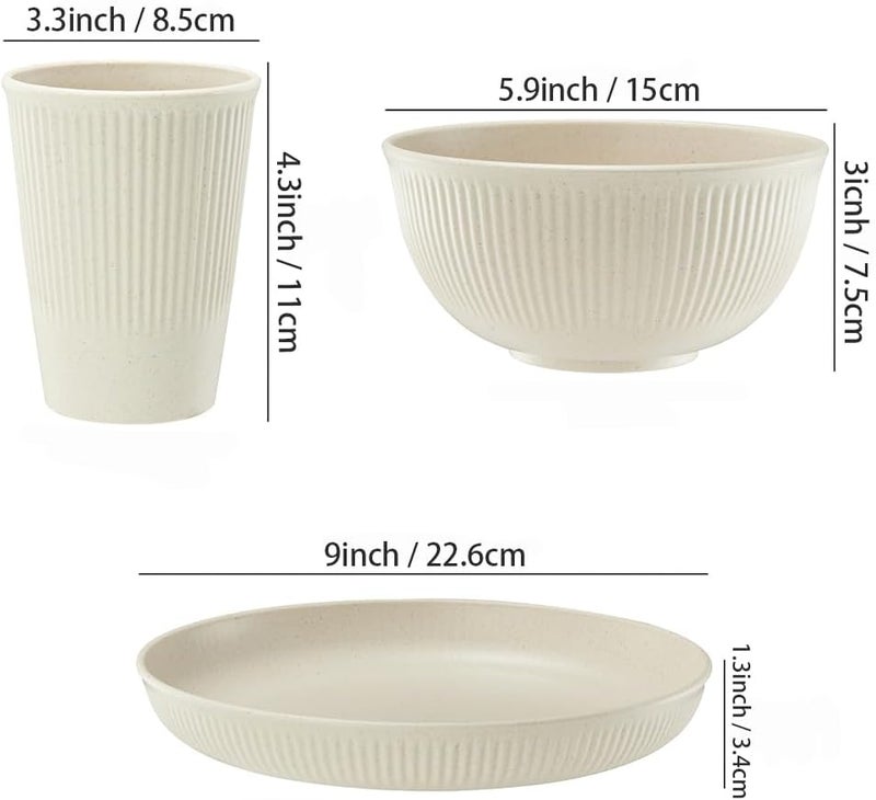 HXYPN 18pcs Wheat Straw Dinnerware Sets Kitchen Plates and Bowls Set HXYPN Unbreakable Dinnerware Set Reusable Plate Set Dishes Dishwasher and Microwave Safe - Image 3