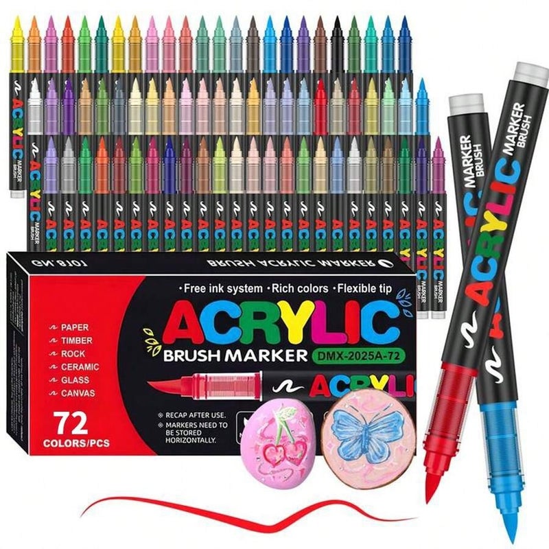 Shein 12/24/48/72 Color Acrylic Marker Pens - Vibrant Art Supplies for Artists & Hobbyists - Image 1