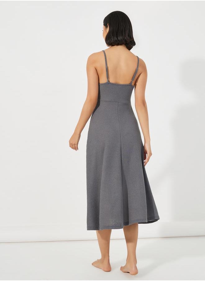 Styli Waffle Knit Textured Nightdress  - Image 4