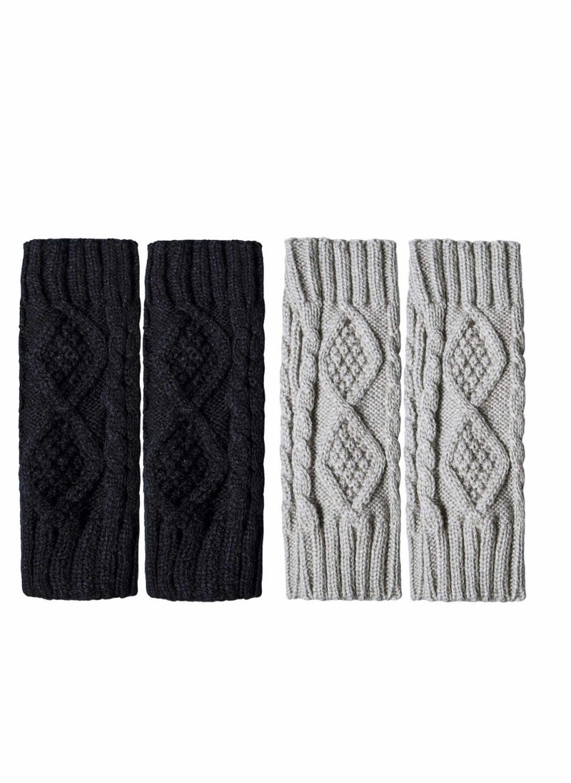 SYOSI Fingerless Hand Warmer Skeleton Gloves, 2 Pcs Women Winter Warm Knit Fingerless Gloves Hand Crochet Thumbhole Arm Warmers Mittens, Hand Warmers for Women  - Image 2