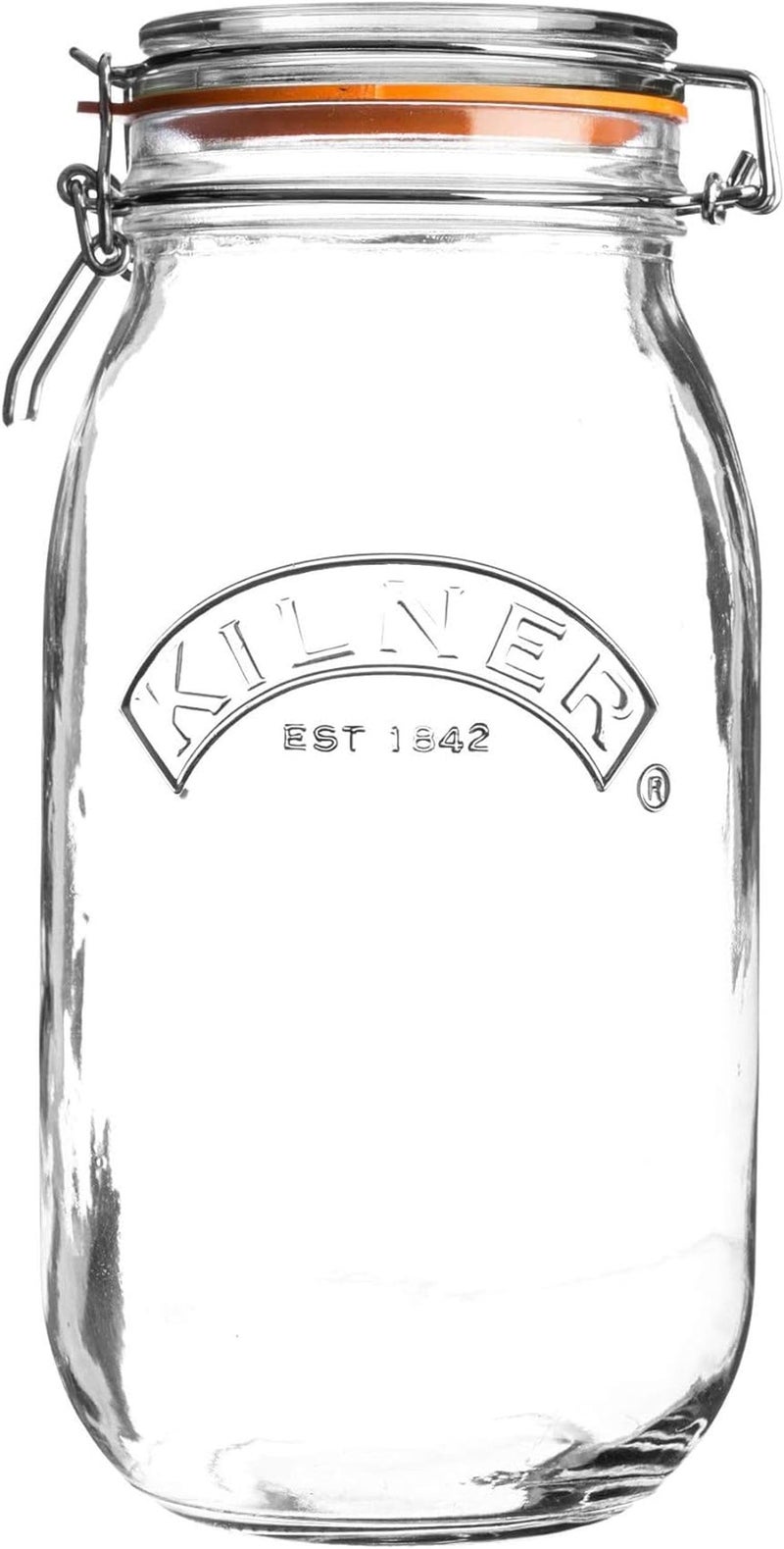 Kilner Premium 3L Round Airtight Glass Jar with Clip Top Lid for Coffee, Tea, Flour, Pulses, Grains, Lentils, Biscuits | Transparent, Reusable Multipurpose Kitchen Storage Container - Image 1