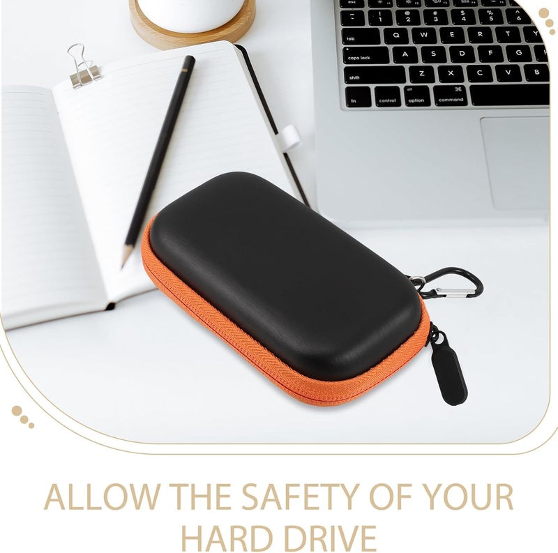 Portable Hard Drive Case External SSD Storage Bag with Hard Shell Orange Zipper for Digital Storage Devices - Image 3