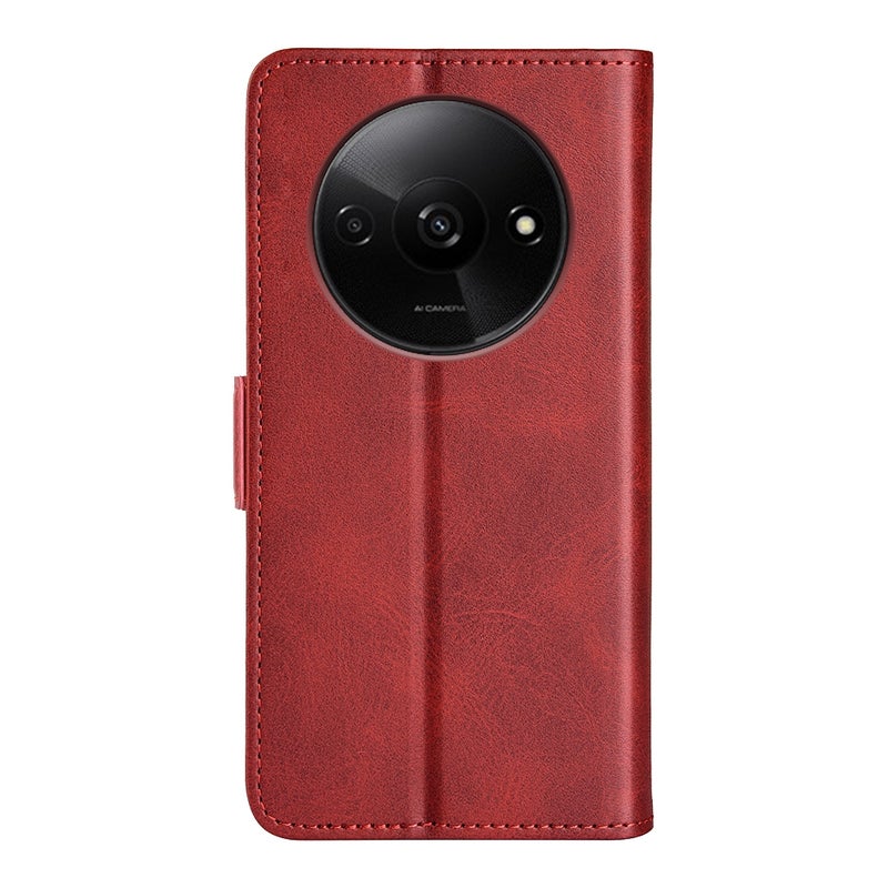 HuHa Case Cover For Xiaomi Redmi Note 13 4G Dual-side Magnetic Buckle Horizontal Flip Leather Phone Case(Red) - Image 3