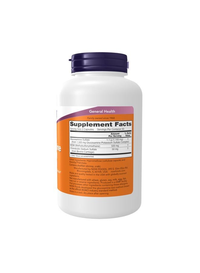 Now Foods - Glucosamine And Msm 750/250Mg 180 Capsules - Image 2