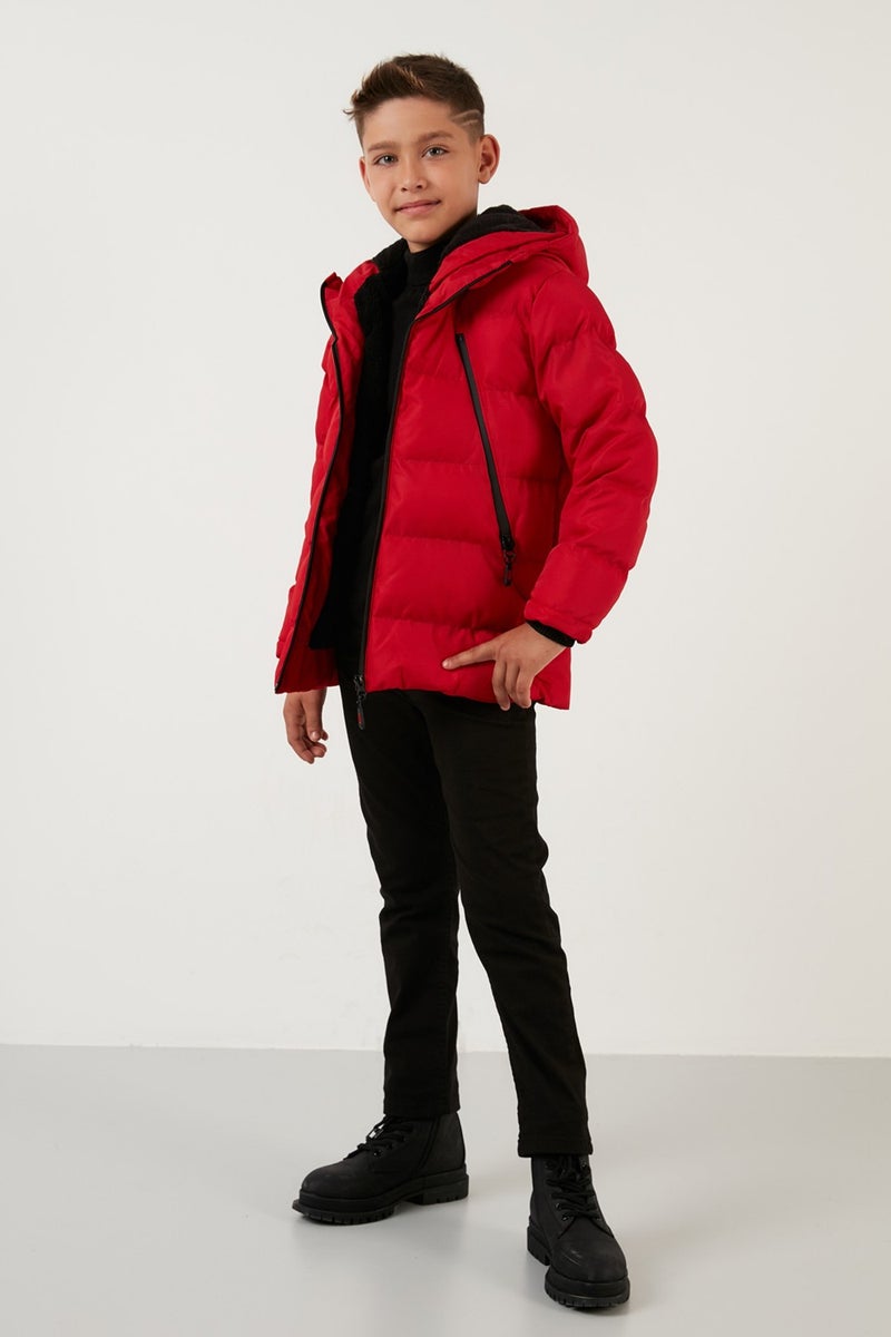 Lela Plush Lined Hooded Puffer Coat with Zipper Pockets Boys' Coat 5760040  - Image 2