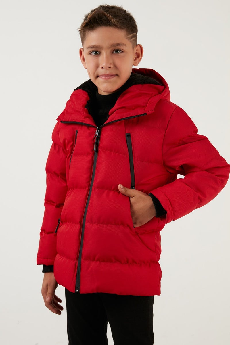 Lela Plush Lined Hooded Puffer Coat with Zipper Pockets Boys' Coat 5760040  - Image 3