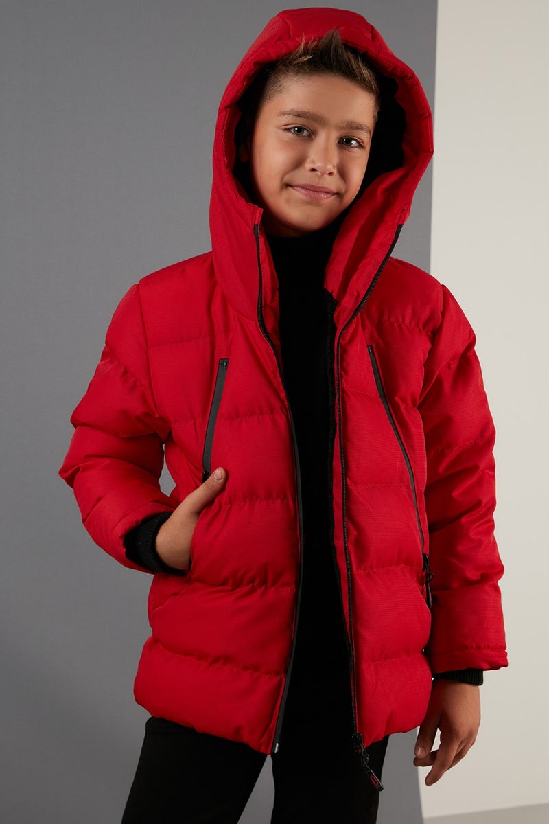 Lela Plush Lined Hooded Puffer Coat with Zipper Pockets Boys' Coat 5760040  - Image 5