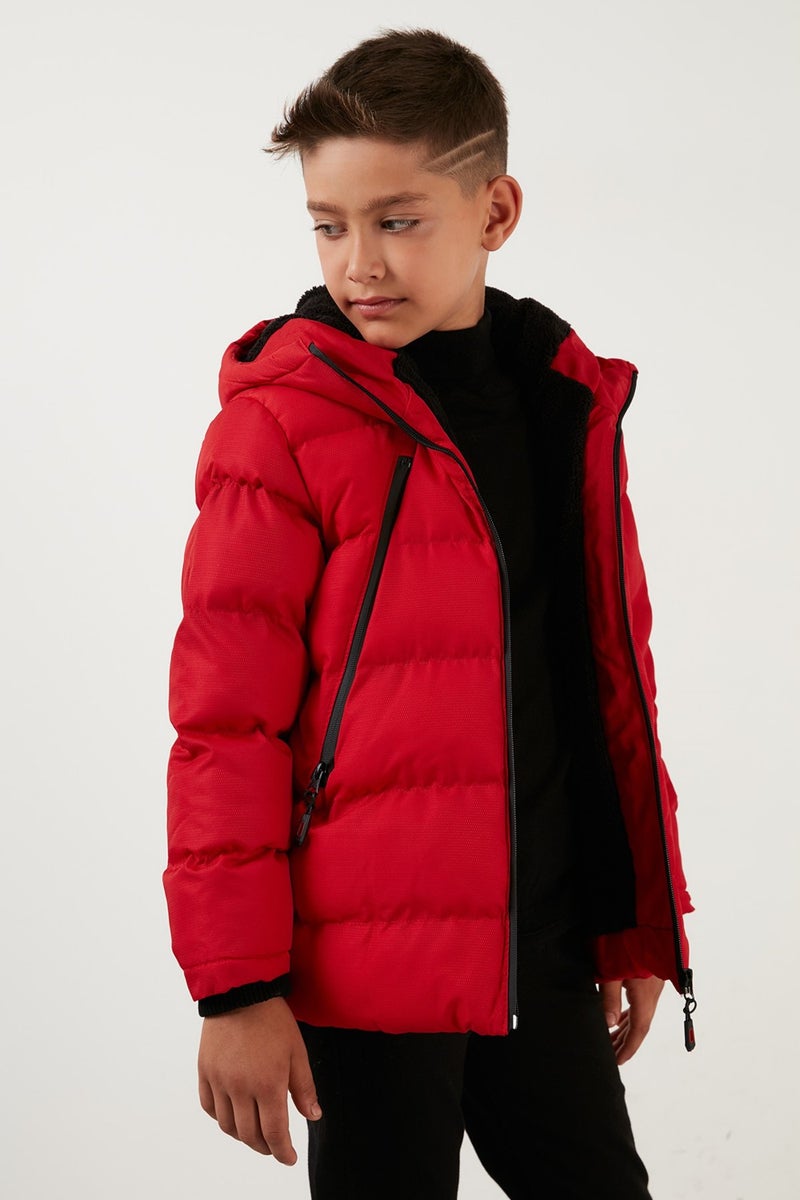 Lela Plush Lined Hooded Puffer Coat with Zipper Pockets Boys' Coat 5760040  - Image 4