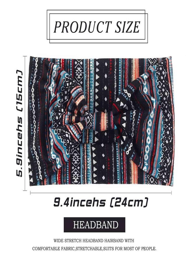 Olbye Wide Boho Headbands Floral Stretch Head Wraps Bohemian African Turban Hairbands Knotted Bandana Headband Yoga Running Head Scarfs Workout Hair Accessories for Women 4Pcs (Stylish, 9.4 * 5.9'') - Image 5