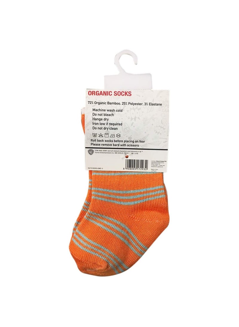 Tom & Jerry Tom & Jerry Bamboo Cotton Sock - Printed (Pack Of 3) - Grey/White/Orange 6-12M  - Image 2