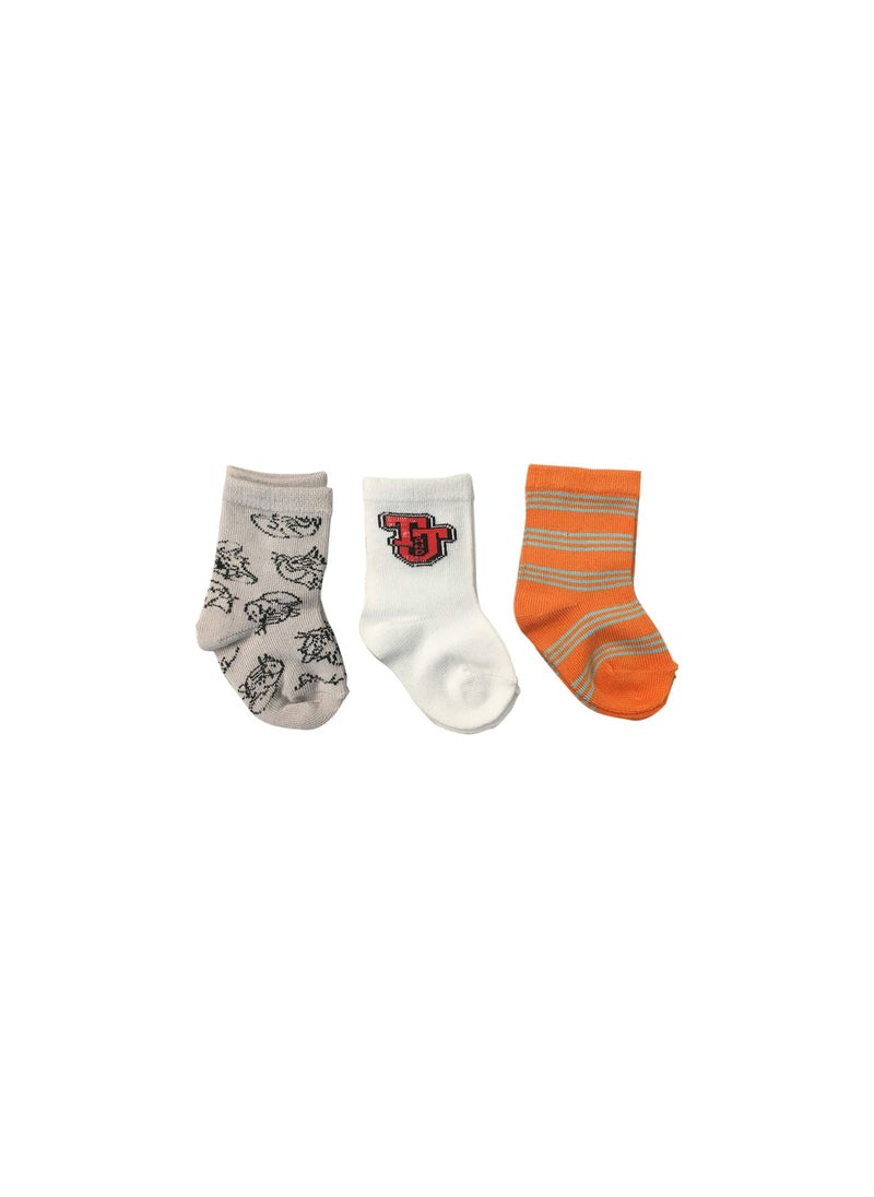 Tom & Jerry Tom & Jerry Bamboo Cotton Sock - Printed (Pack Of 3) - Grey/White/Orange 6-12M  - Image 3