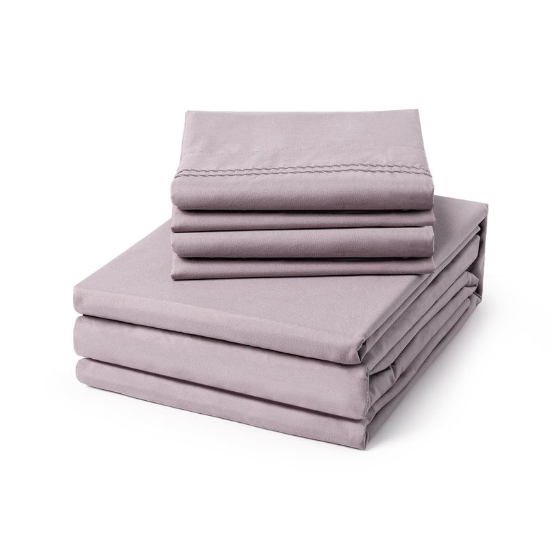 ClevaHome Queen Size Sheet Set - 6 Piece Soft Breathable Luxury Bed Sheet Set - Shrinkage & Fade Resistant Embroidered Bedding Sheet with Deep Pocket, 2 Extra Pillowcases (Queen, Purple Dove) - Image 1