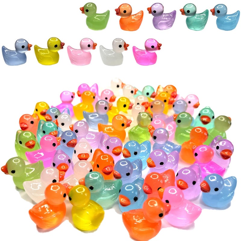 Cidinge 100 Pcs Luminous Mini Resin Ducks Tiny Glow in The Dark Duck Micro Garden Landscape Potted Plants Decoration Aquarium Dollhouse Ornament for Family Crafts Decor - Image 2