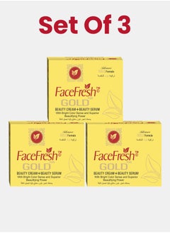 Face Fresh Set of 3 Gold Plus Beauty Cream + Face Serum - Hyaluronic Acid & Niacinamide, Prevents Dryness, Protects Skin from Damage, For All Skin Types 23g + 3ml 