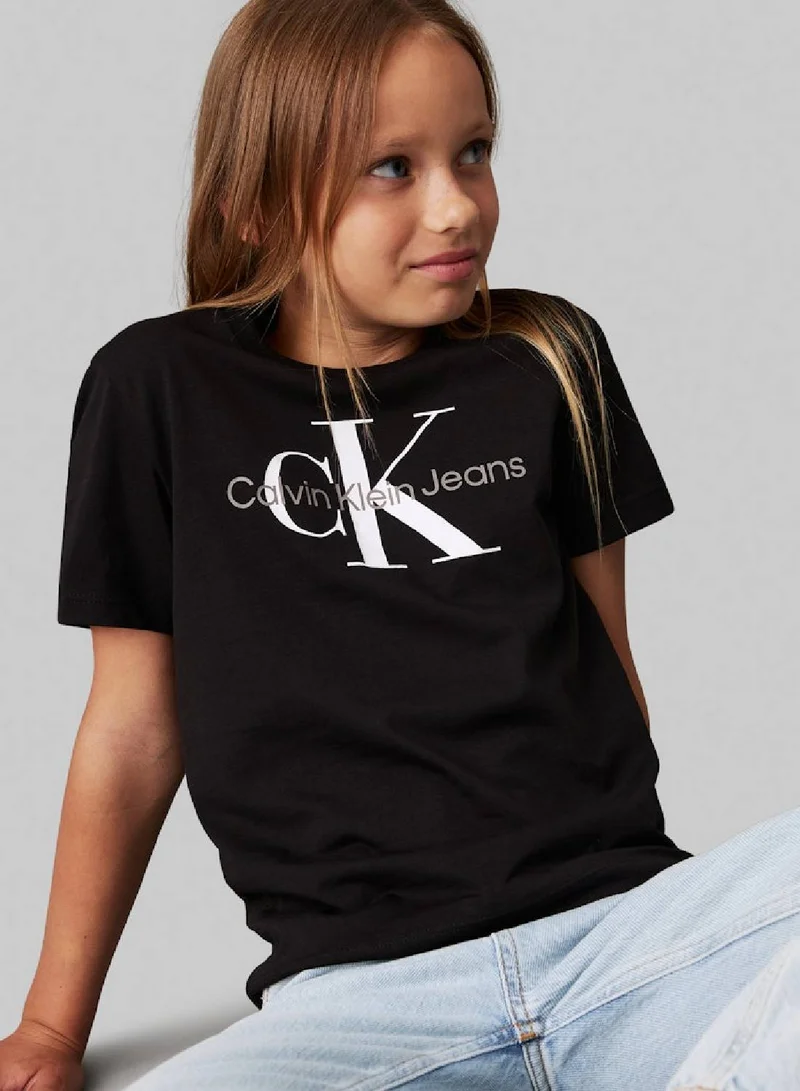 Calvin Klein Jeans Ck Black Kids' Logo T-Shirt - Cotton, Black  | Best Price UAE