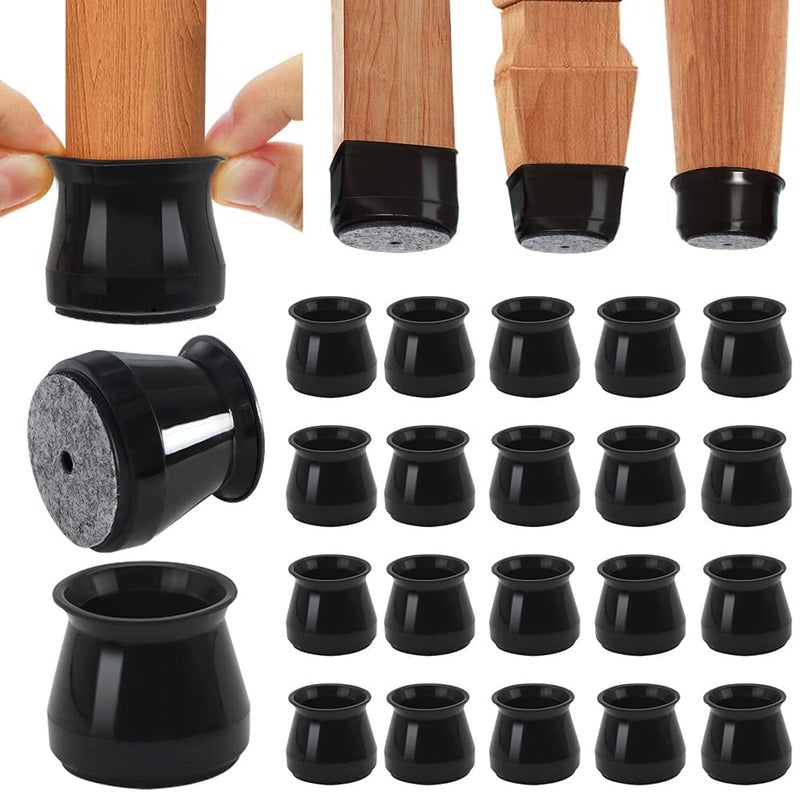 BUMACO Chair Leg Floor Protectors Chair Leg Protectors for Hardwood Floors Silicone Pads Covers to Protect Floors (Black-20 Pcs, Universal L (1-5/16"~2") - Image 1