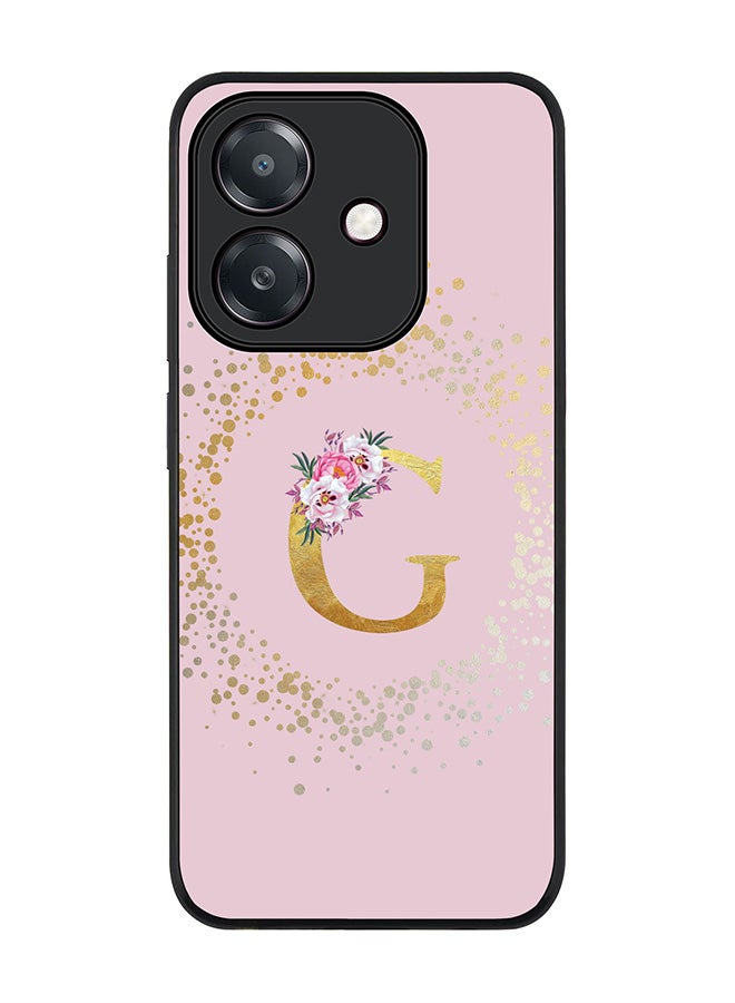 Stylizedd For Oppo A5i Case,Slim fit Camera Protection, Shockproof Thin Phone cover  - Custom Monogram Floral - G  (Pink )