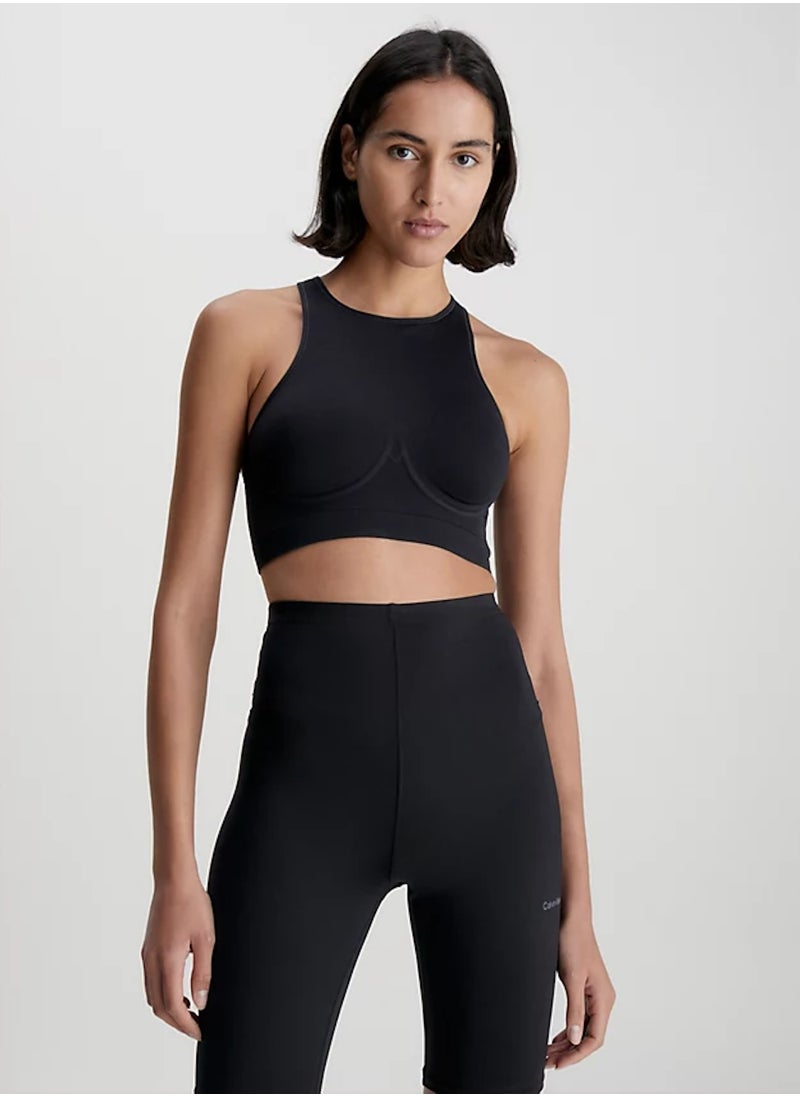 CALVIN KLEIN - Calvin Klein Women's Sports Bra - Medium Support - Sportswear - Polyamide , Black - Image 1