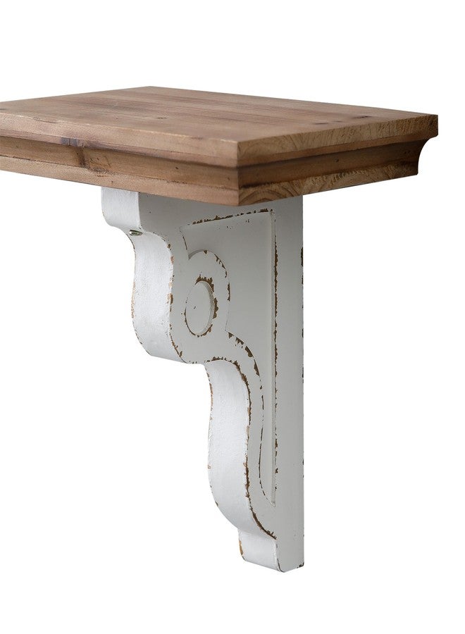 SOFE Rustic Wood Floating Shelf 14 Inches Long, Decorative Wall Shelves for Living Room Bedroom Bathroom, Chic Wall Decor for Display Vases Candles Books, Distressed White Scrolled Bracket - Image 5