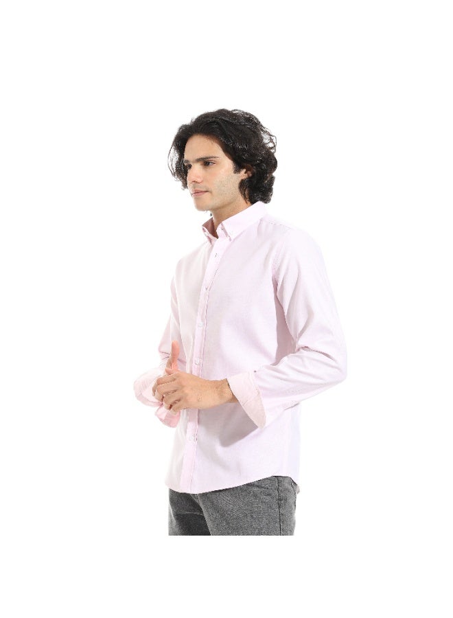 Andora Turned Down Collar Long Sleeves Button Closure Shirt _ Light Pink - Image 4