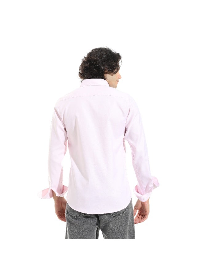 Andora Turned Down Collar Long Sleeves Button Closure Shirt _ Light Pink - Image 2