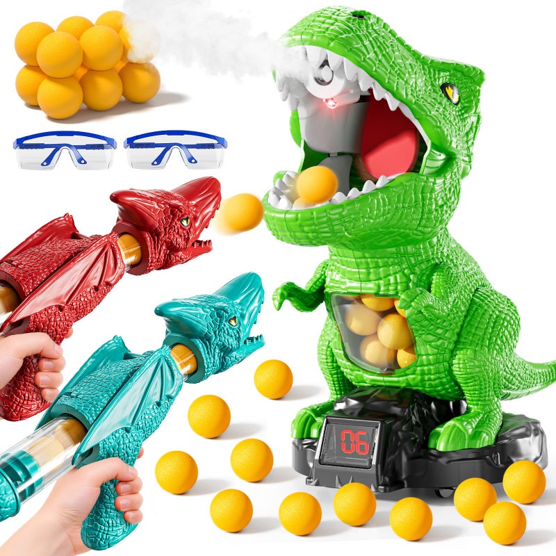 JUKUDAHU Dinosaur Shooting Toys for Kids 35 Moveable Shooting Game with 2 AirPump 36 Balls Toys Scoreboard Light and Sound Competitive Game Birthday Gift for Boys and Girls Ages 3 4 5 6 7 8 - Image 3