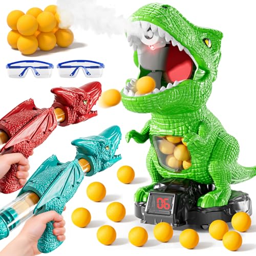 JUKUDAHU Dinosaur Shooting Toys for Kids 35 Moveable Shooting Game with 2 AirPump 36 Balls Toys Scoreboard Light and Sound Competitive Game Birthday Gift for Boys and Girls Ages 3 4 5 6 7 8 - Image 1