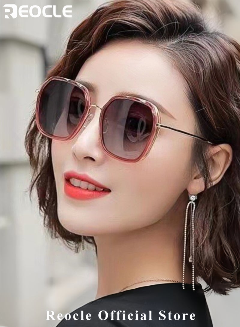 REOCLE Fashion Polarized Sunglasses for Women Ladies Big Frame Polarized Eyewear UV400 Protection for Driving Vacation Fishing - Image 2