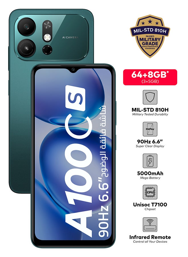 إيتيل A100Cs
أخضر بحيري
3+5 جيجابايت RAM
64 جيجابايت
4G
إصدار الشرق الأوسط - Image 2