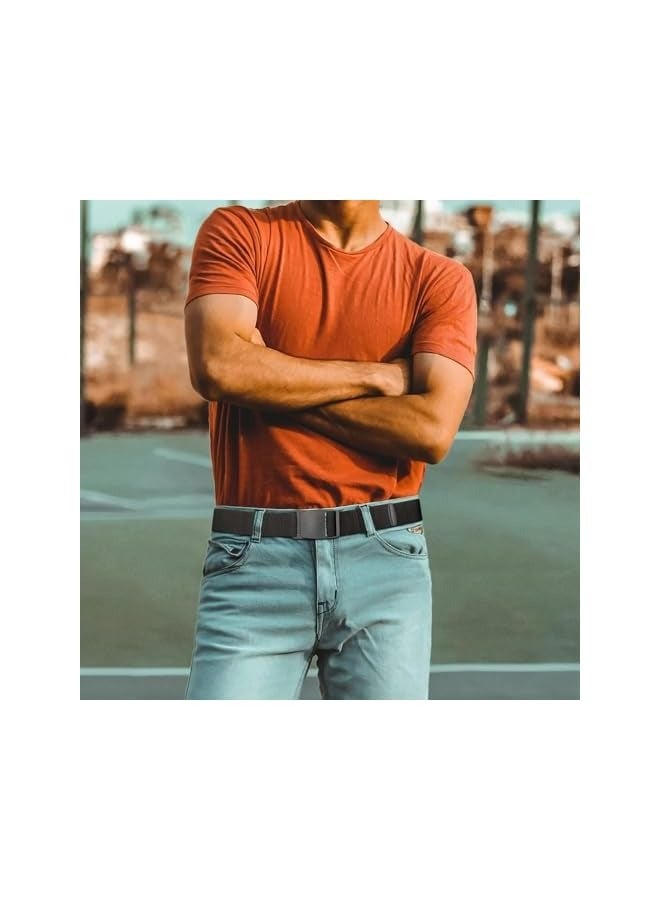 بروماس حزام مطاطي من النايلون، حزام مطاطي للرجال، حزام تكتيكي للرجال، حزام جولف مطاطي، حزام عمل منسوج للمشي لمسافات طويلة مع إبزيم عالي التحمل سريع الفك، حزام مطاطي منسوج من الجينز - Image 5