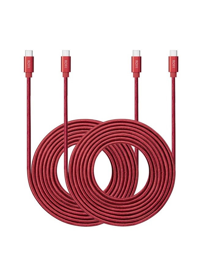 ROFI كابل USB C إلى USB C، [2 حزمة 4 قدم] شحن سريع بقدرة 60 واط متوافق مع MacBook Pro/iPad Pro/Galaxy S20/Microsoft Surface/Google Pixel وأجهزة USB C الأخرى (4 أقدام، أحمر) - Image 1