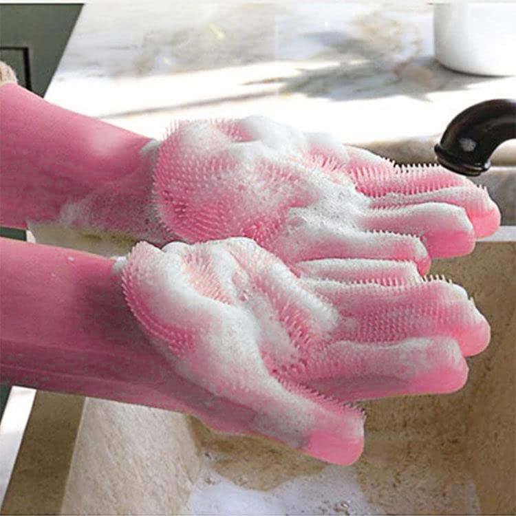 Grizzly® 2pcs Heat Resistant Silicone Washing Gloves for Household and Multipurpose, 1 pc size- 28.5 x 15 x 1.5cm - Image 2