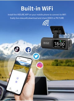 VICTGOAL UHD 4K Dash Cam for Cars Front and Rear Dual Lens Front 3840*2160P Rear Lens Built-In WiFi G-Sensor With GPS Car DVR Video Recorder  - Image 2