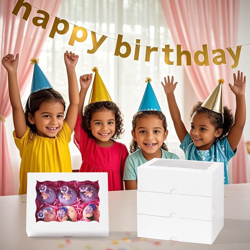 TEMLQPACK 12PCS Bakery Boxes with Window (8x5x2 Inch) for Chocolate Covered Strawberries, Cakesickle, Chocolate Truffle, Pretzel & More - Image 5