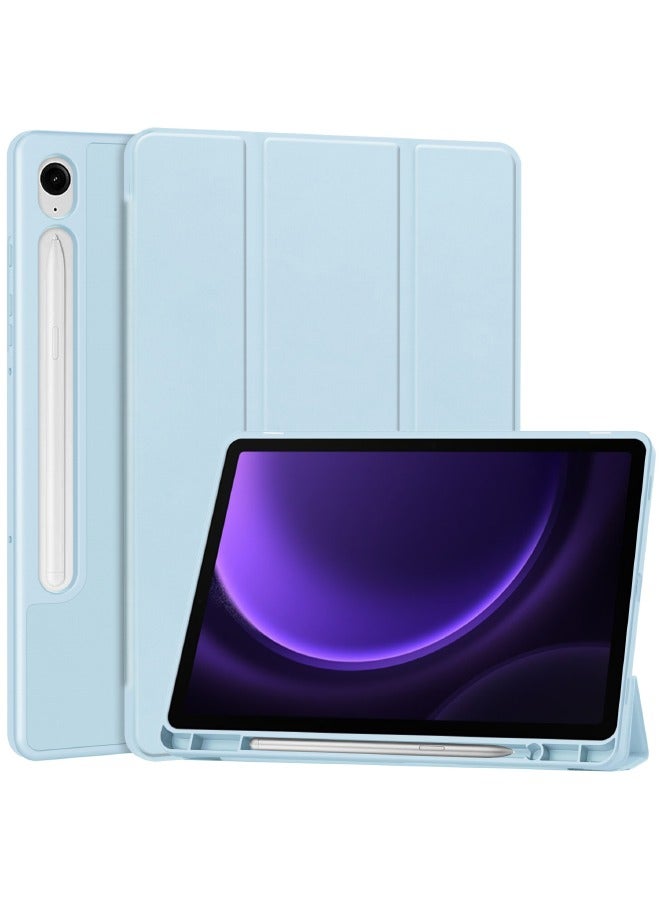 حافظة سامسونج جالاكسي تاب S9، حافظة تابلت ذكية ثلاثية الطي مع حامل قلم S، حامل زوايا متعددة الرؤية، غطاء فوليو من السيليكون الناعم مع خاصية النوم التلقائي لجهاز سامسونج تاب S9 11 بوصة 2023، أزرق - Image 1