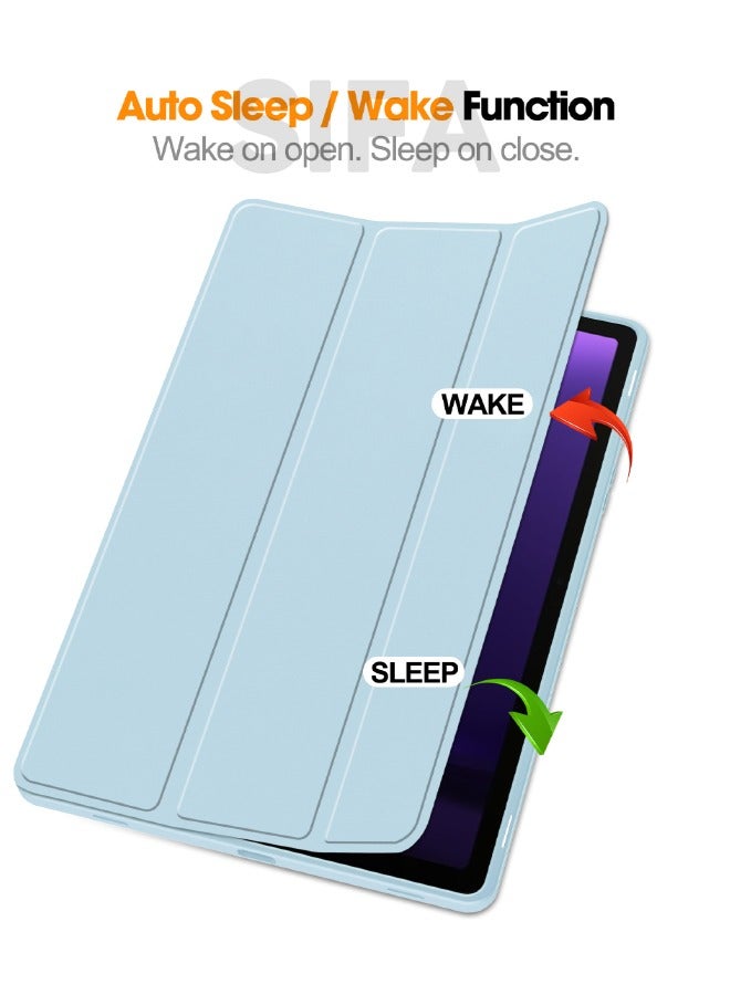 حافظة سامسونج جالاكسي تاب S9، حافظة تابلت ذكية ثلاثية الطي مع حامل قلم S، حامل زوايا متعددة الرؤية، غطاء فوليو من السيليكون الناعم مع خاصية النوم التلقائي لجهاز سامسونج تاب S9 11 بوصة 2023، أزرق - Image 2