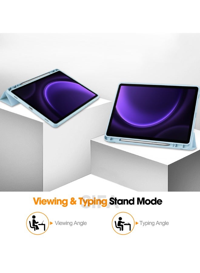 حافظة سامسونج جالاكسي تاب S9، حافظة تابلت ذكية ثلاثية الطي مع حامل قلم S، حامل زوايا متعددة الرؤية، غطاء فوليو من السيليكون الناعم مع خاصية النوم التلقائي لجهاز سامسونج تاب S9 11 بوصة 2023، أزرق - Image 4