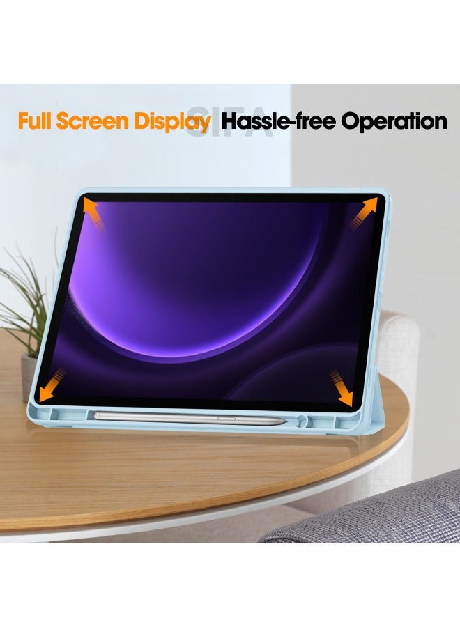 حافظة سامسونج جالاكسي تاب S9، حافظة تابلت ذكية ثلاثية الطي مع حامل قلم S، حامل زوايا متعددة الرؤية، غطاء فوليو من السيليكون الناعم مع خاصية النوم التلقائي لجهاز سامسونج تاب S9 11 بوصة 2023، أزرق - Image 5