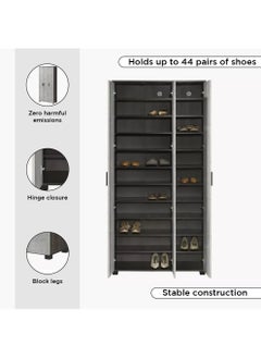Home Box Capri 44-Pair Tall 3-Door Shoe Cabinet 20 Shelves Engineered Wood 90 x 189 x 37 cm- Grey  - Image 5